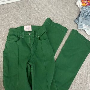 REVICE Green Flare Wide Leg Jeans